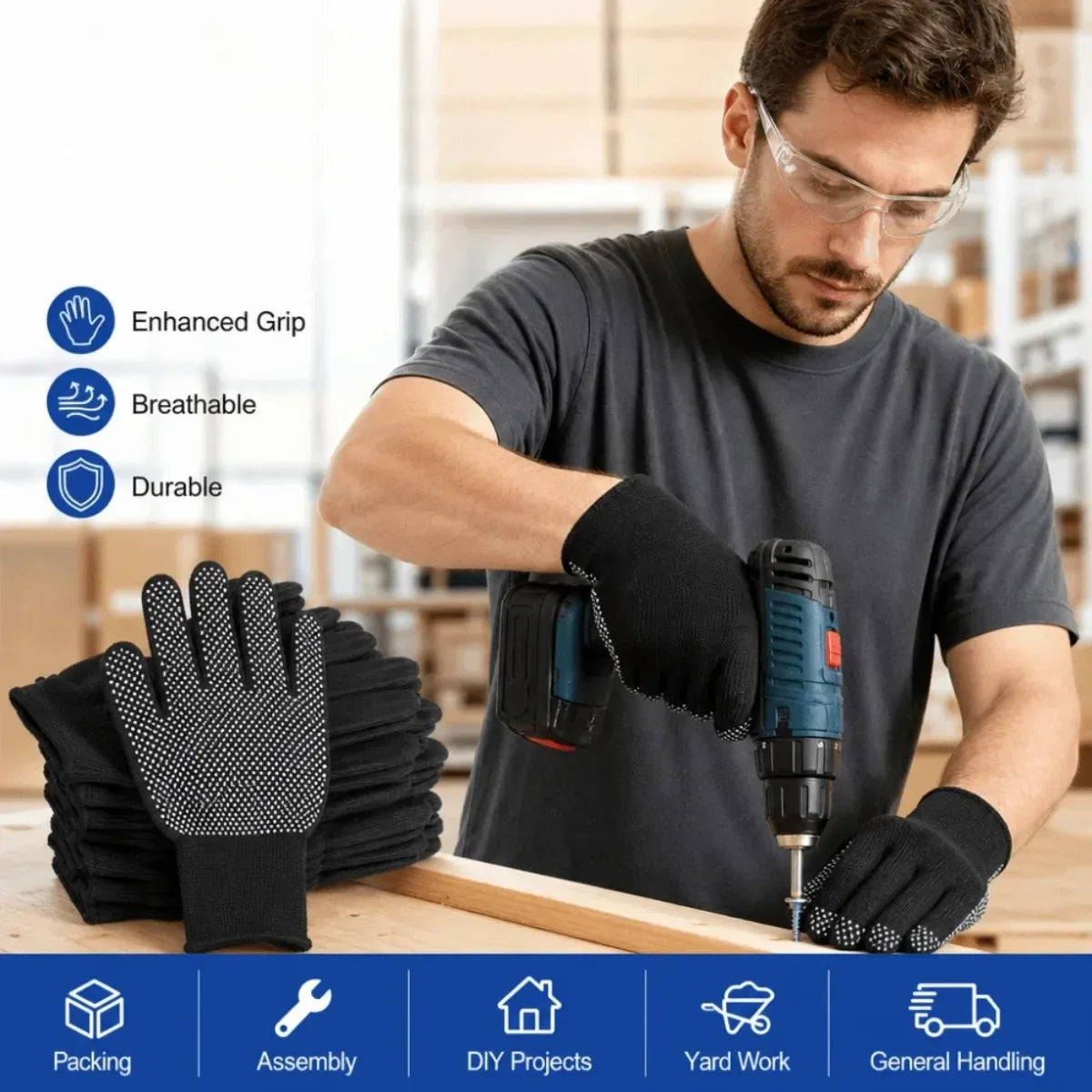 10PCS Nylon Gloves Breathable Non Slip for Cycling Fishing Camping Unisex Multicolor Work Protection Labor Protection Gloves