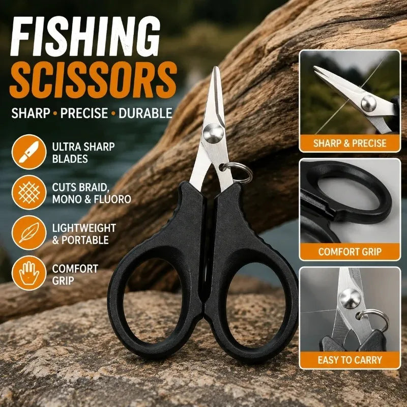 1set Titanium Coating Stainless Steel Fishing Scissor Plier Cut PE Braid Line Cutter Plies Carp Outdoor Fishing Accessories Tool